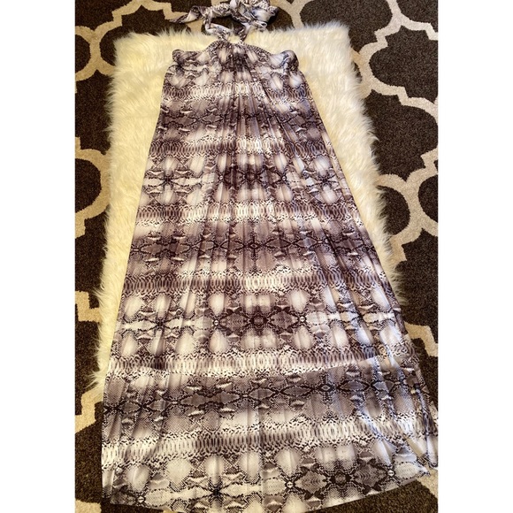 Rare ASOS Design Snake Halter Trapeze Pleated Dress - Picture 4 of 13